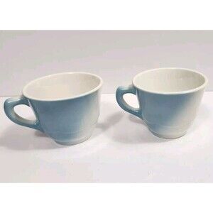 Vintage Jackson Custom China Mugs Set Of Two Blue White Fade K8